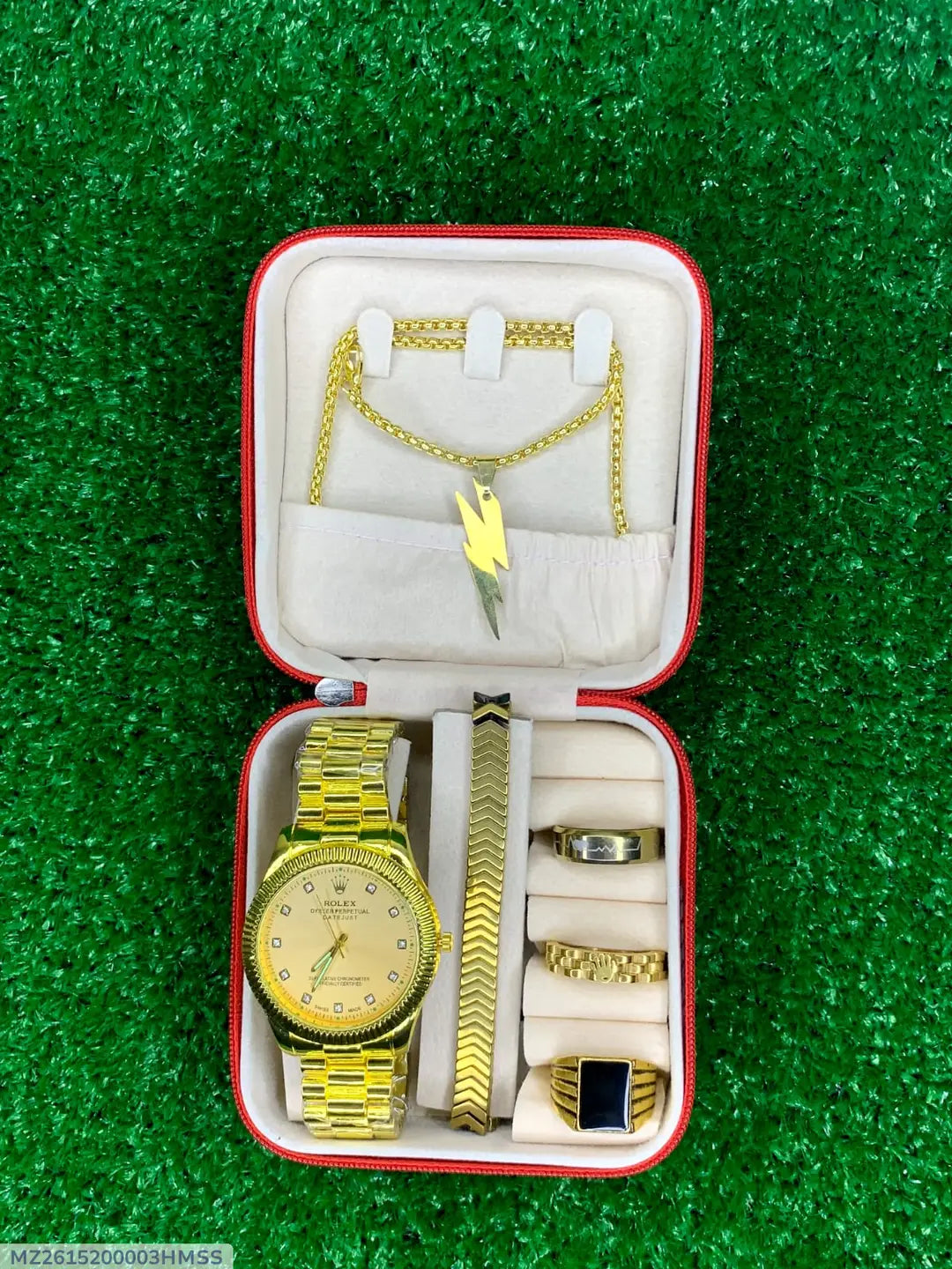 Luxury Men's Watch & Jewelry Combo Set – Perfect Gift for Him
