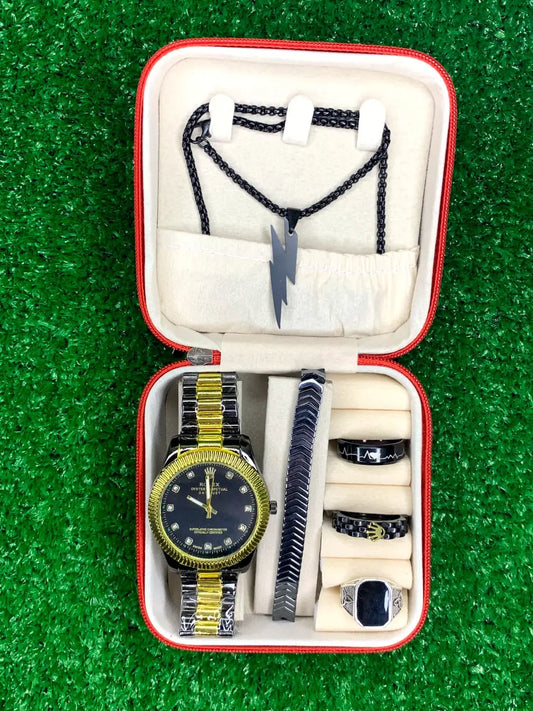 Luxury Men's Watch & Jewelry Combo Set – Perfect Gift for Him